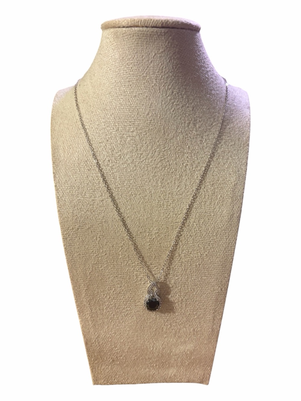 Sterling Silver Plated Black Pendant Necklace